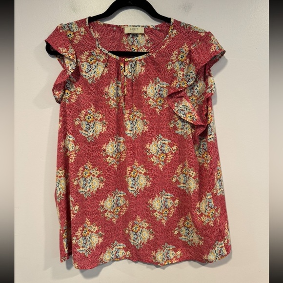 Pink dot patterned Loft tank top - Picture 1 of 3